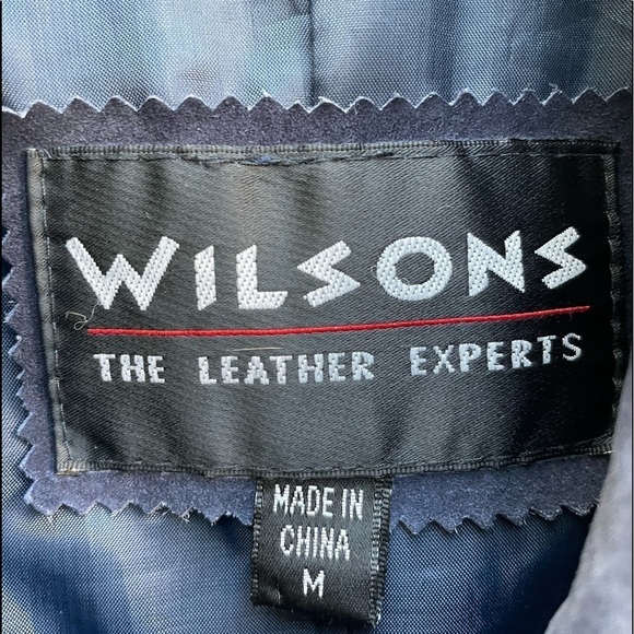 ❌ SOLD ❌ Wilson’s Navy Blue Suede Leather Jacket - Picture 3 of 6
